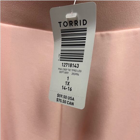 Torrid Womens Peach Taper Crepe Cuffed Hem High Rise Pull On Pants Size 1X New - Picture 4 of 6